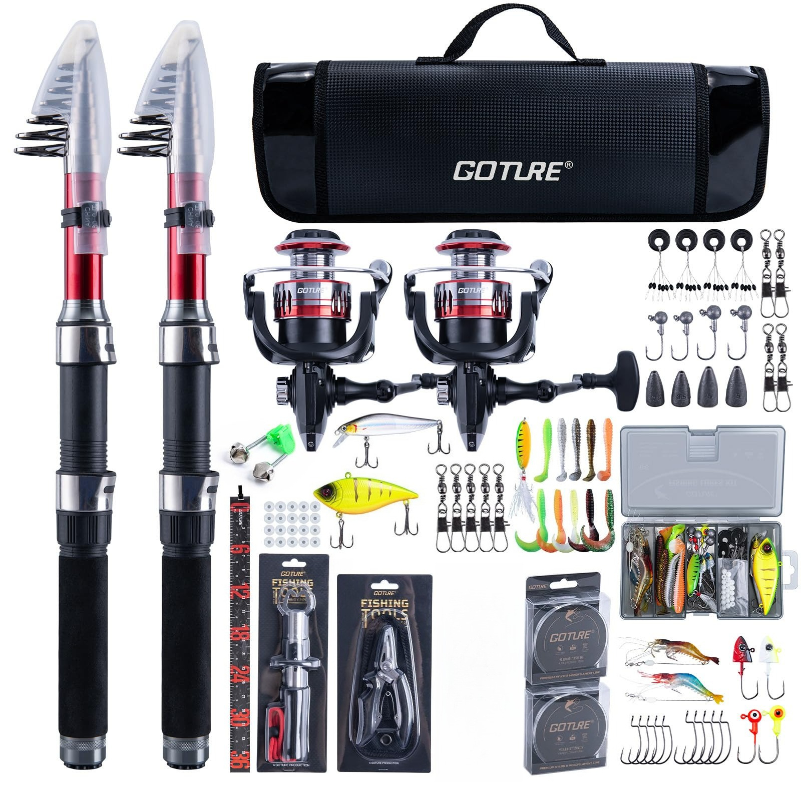 Goture 2Pcs Fishing Rod and 2P - Reel Bag recensie en prijs